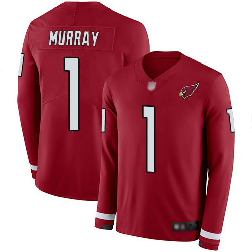 Personalized Cardinals #1 Kyler Murray Red Team Color Men’s Stitched Football Limited Therma Long Sleeve Jersey