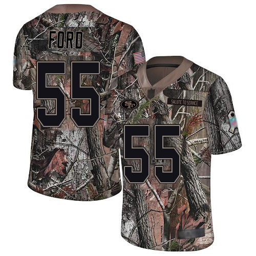 Personalized 49ers #55 Dee Ford Camo Youth Stitched Football Limited Rush Realtree Jersey