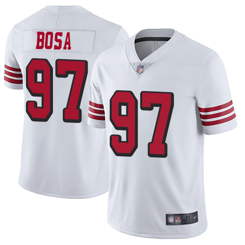 Personalized 49ers #97 Nick Bosa White Rush Youth Stitched Football Untouchable Limited Jersey
