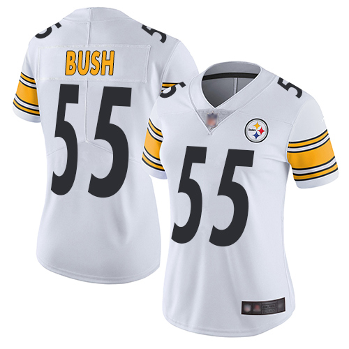 Personalized Steelers #55 Devin Bush White Women’s Stitched Football Untouchable Limited Jersey