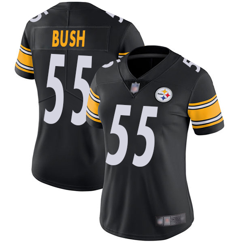 Personalized Steelers #55 Devin Bush Black Team Color Women’s Stitched Football Untouchable Limited Jersey