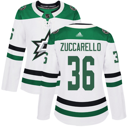 Personalized Stars #36 Mats Zuccarello White Road Authentic Women’s Stitched Hockey Jersey