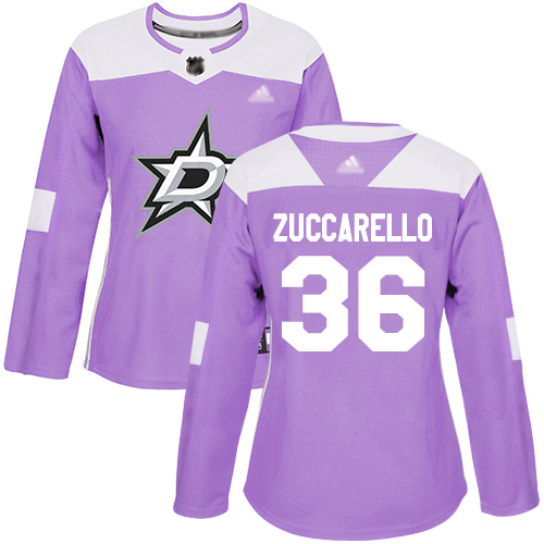Personalized Stars #36 Mats Zuccarello Purple Authentic Fights Cancer Women’s Stitched Hockey Jersey