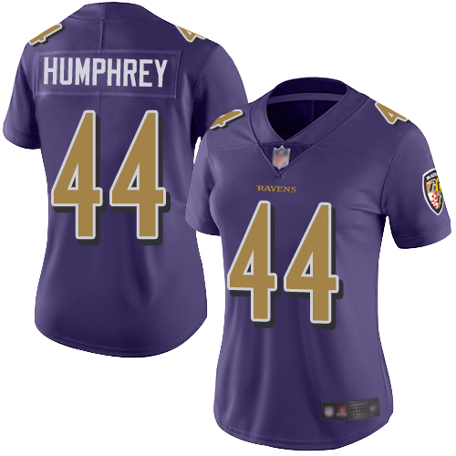Personalized Ravens #44 Marlon Humphrey Purple Women’s Stitched Football Limited Rush Jersey