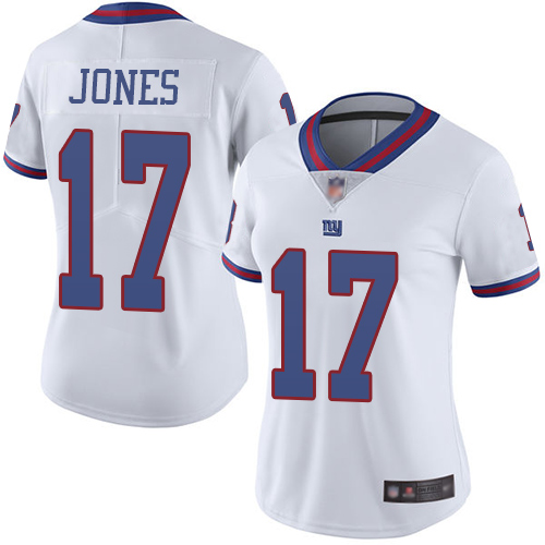 Personalized Giants #17 Daniel Jones White Women’s Stitched Football Limited Rush Jersey