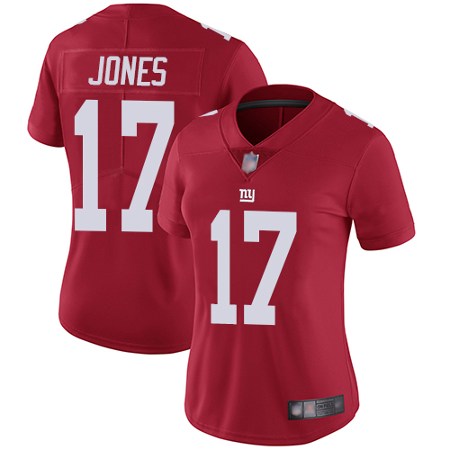 Personalized Giants #17 Daniel Jones Red Alternate Women’s Stitched Football Untouchable Limited Jersey