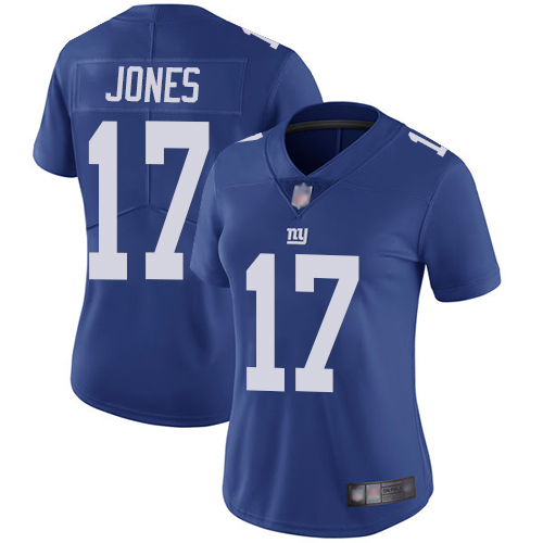 Personalized Giants #17 Daniel Jones Royal Blue Team Color Women’s Stitched Football Untouchable Limited Jersey