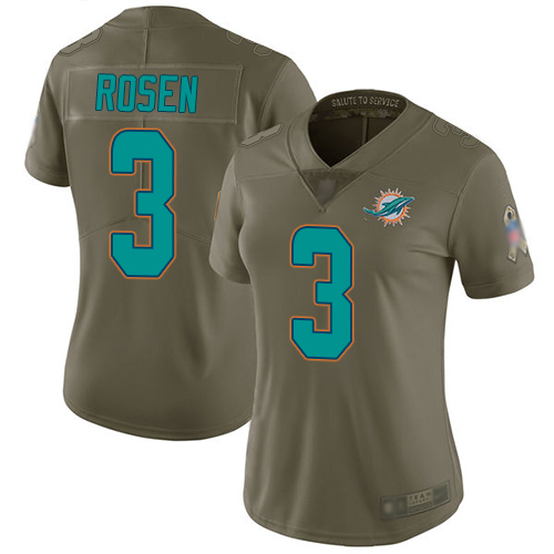 Personalized Dolphins #3 Josh Rosen Olive Women’s Stitched Football Limited 2017 Salute to Service Jersey
