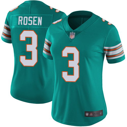 Personalized Dolphins #3 Josh Rosen Aqua Green Alternate Women’s Stitched Football Untouchable Limited Jersey
