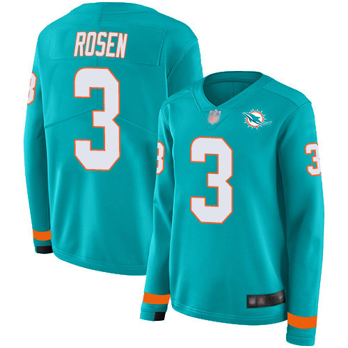 Personalized Dolphins #3 Josh Rosen Aqua Green Team Color Women’s Stitched Football Limited Therma Long Sleeve Jersey