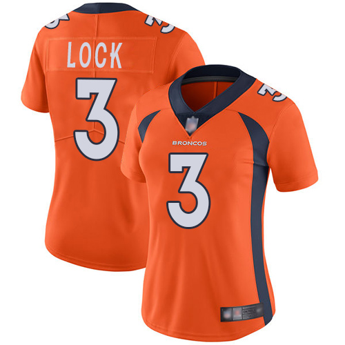 Personalized Broncos #3 Drew Lock Orange Team Color Women’s Stitched Football Untouchable Limited Jersey