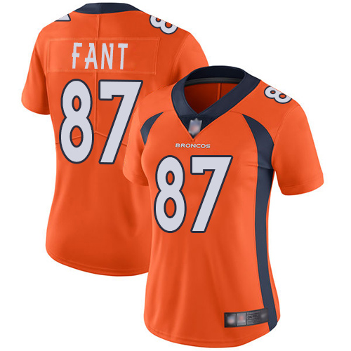 Personalized Broncos #87 Noah Fant Orange Team Color Women’s Stitched Football Untouchable Limited Jersey