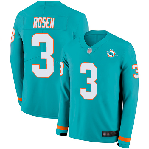 Personalized Dolphins #3 Josh Rosen Aqua Green Team Color Youth Stitched Football Limited Therma Long Sleeve Jersey
