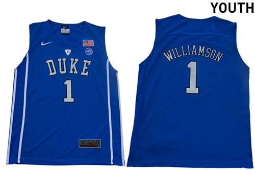 Personalized Blue Devils #1 Zion Williamson Blue Basketball Elite Stitched Youth College Jersey