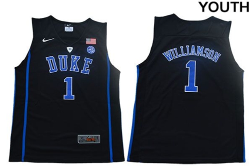 Personalized Blue Devils #1 Zion Williamson Black Basketball Elite Stitched Youth College Jersey