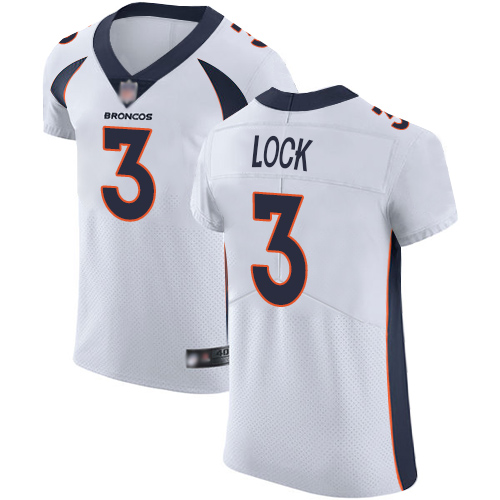 Personalized Broncos #3 Drew Lock White Men’s Stitched Football Untouchable Elite Jersey