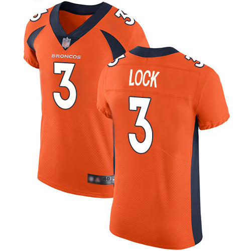 Personalized Broncos #3 Drew Lock Orange Team Color Men’s Stitched Football Untouchable Elite Jersey