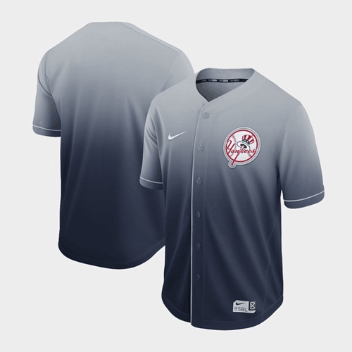 Personalized Yankees Blank Navy Fade Authentic Stitched Baseball Jersey