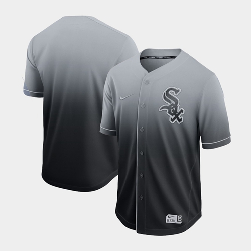 Personalized White Sox Blank Black Fade Authentic Stitched Baseball Jersey
