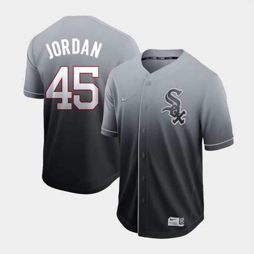 Personalized White Sox #45 Michael Jordan Black Fade Authentic Stitched Baseball Jersey