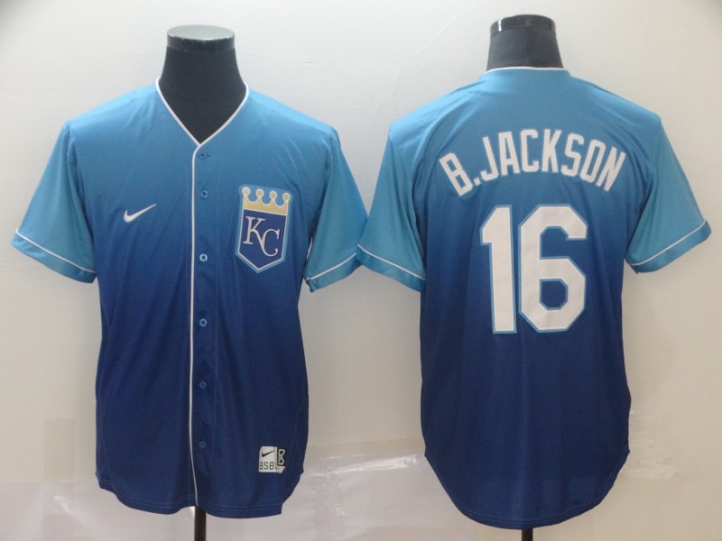 Personalized Royals 16 Bo Jackson Blue Drift Fashion Jersey
