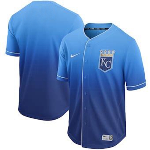 Personalized Royals Blank Royal Fade Authentic Stitched Baseball Jersey