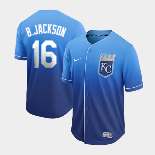 Personalized Royals #16 Bo Jackson Royal Fade Authentic Stitched Baseball Jersey