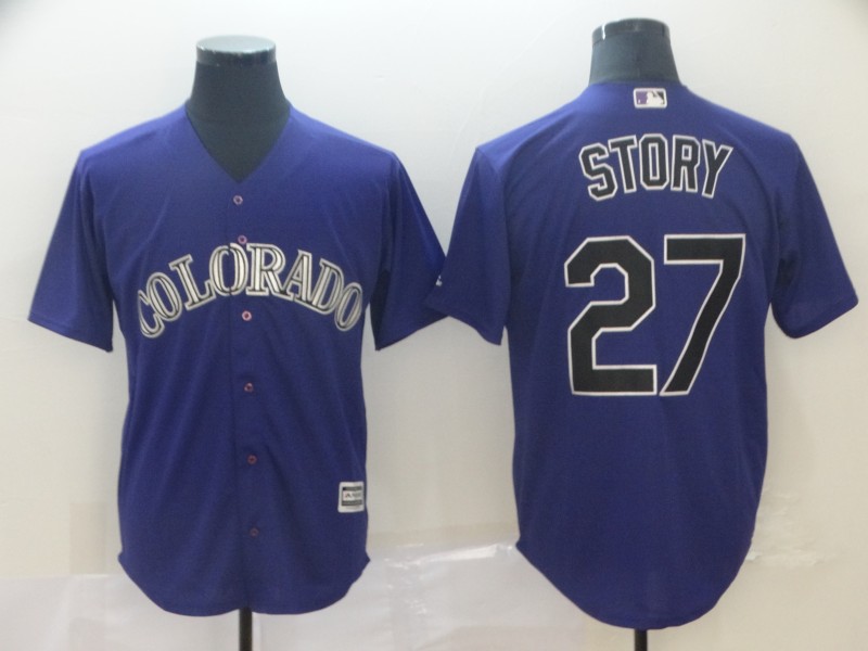 Personalized Rockies 27 Trevor Story Purple Cool Base Jersey
