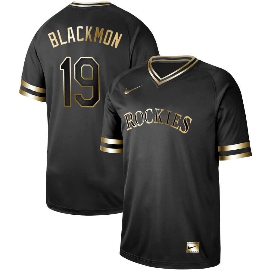 Personalized Rockies 19 Charlie Blackmon Black Gold Cooperstown Collection Legend V Neck Jersey