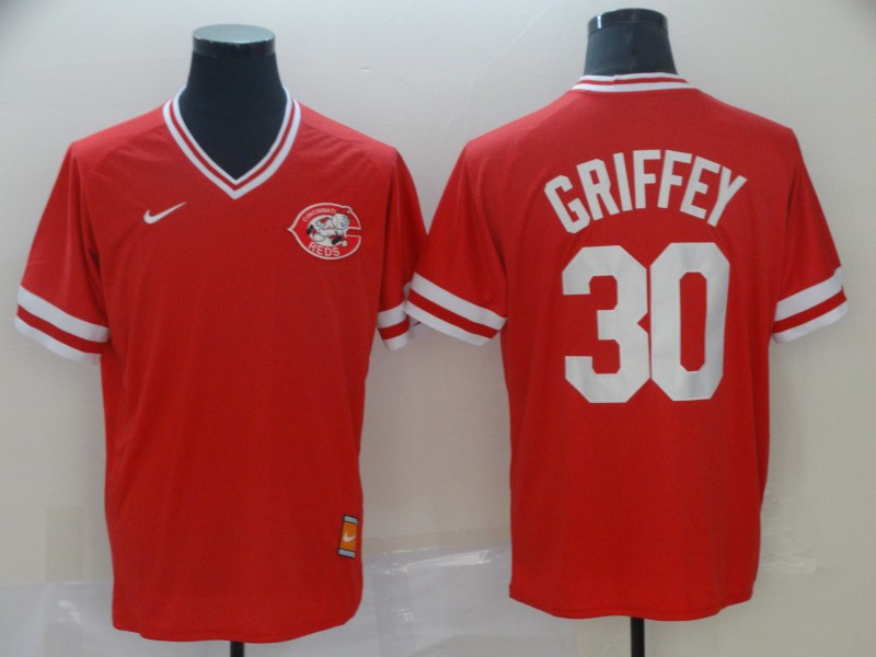 Personalized Reds 30 Ken Griffey Jr Red Throwback Jersey