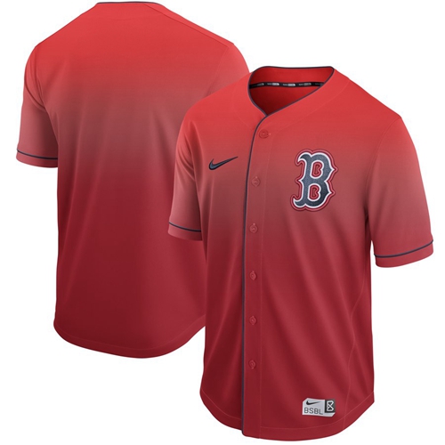 Personalized Red Sox Blank Red Fade Authentic Stitched Baseball Jersey