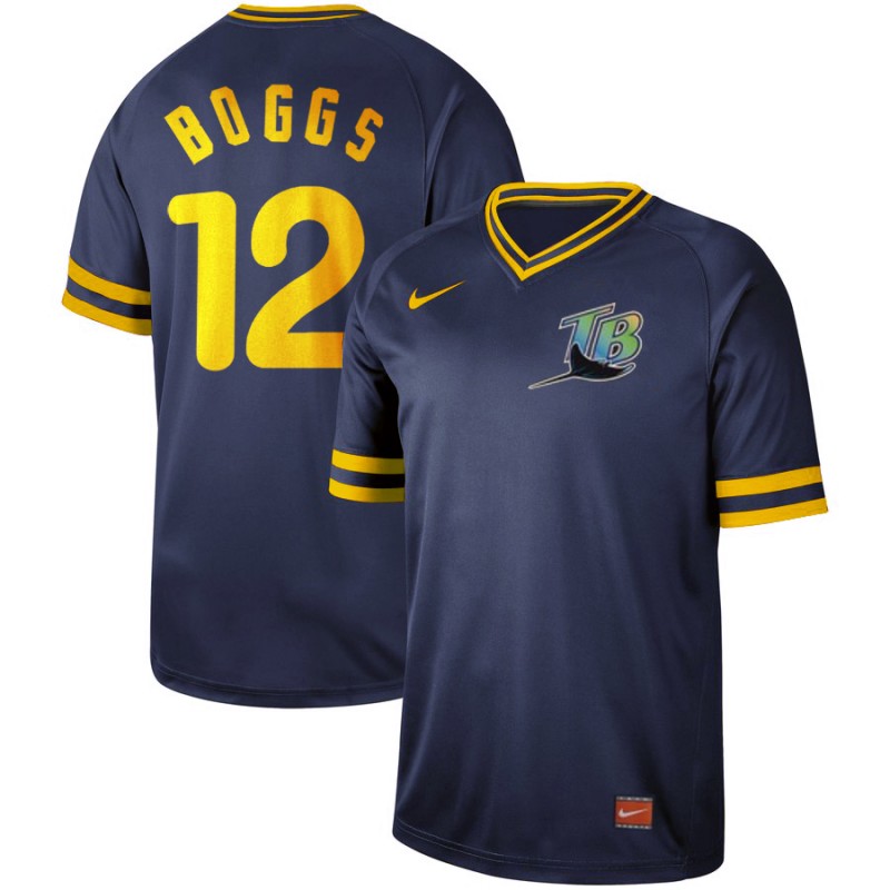 Personalized Rays 12 Wade Boggs Navy Throwback Jersey