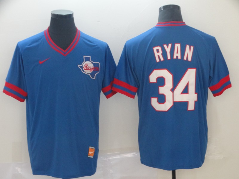 Personalized Rangers 34 Nolan Ryan Royal Throwback Jersey