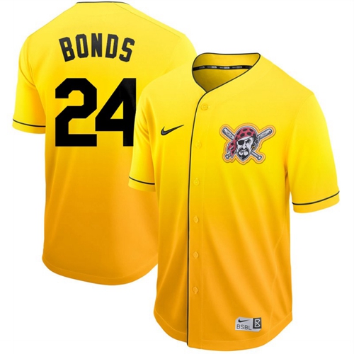 Personalized Pirates #24 Barry Bonds Gold Fade Authentic Stitched Baseball Jersey