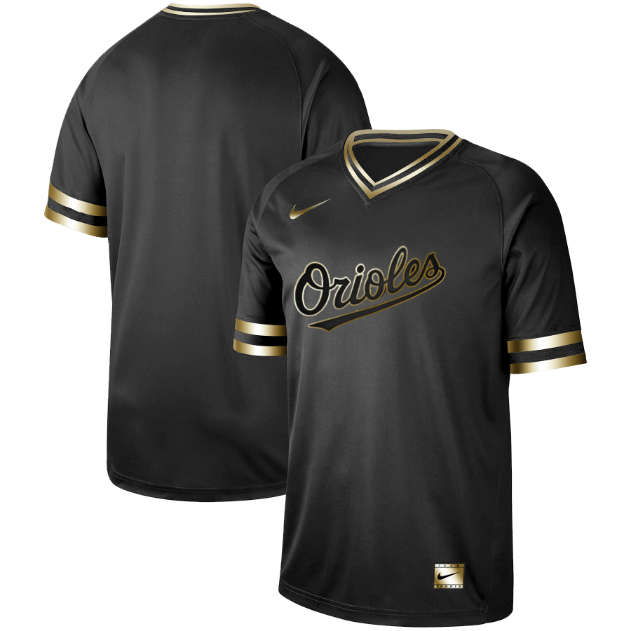 Personalized Orioles Blank Black Gold Cooperstown Collection Legend V Neck Jersey