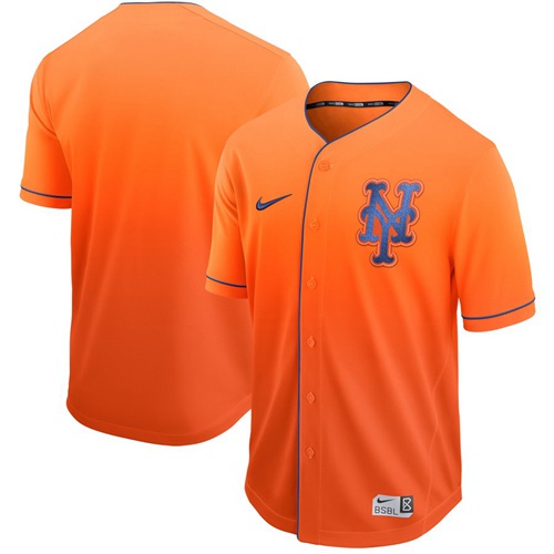 Personalized Mets Blank Orange Fade Authentic Stitched Baseball Jersey