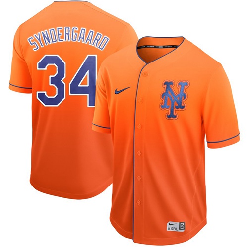 Personalized Mets #34 Noah Syndergaard Orange Fade Authentic Stitched Baseball Jersey