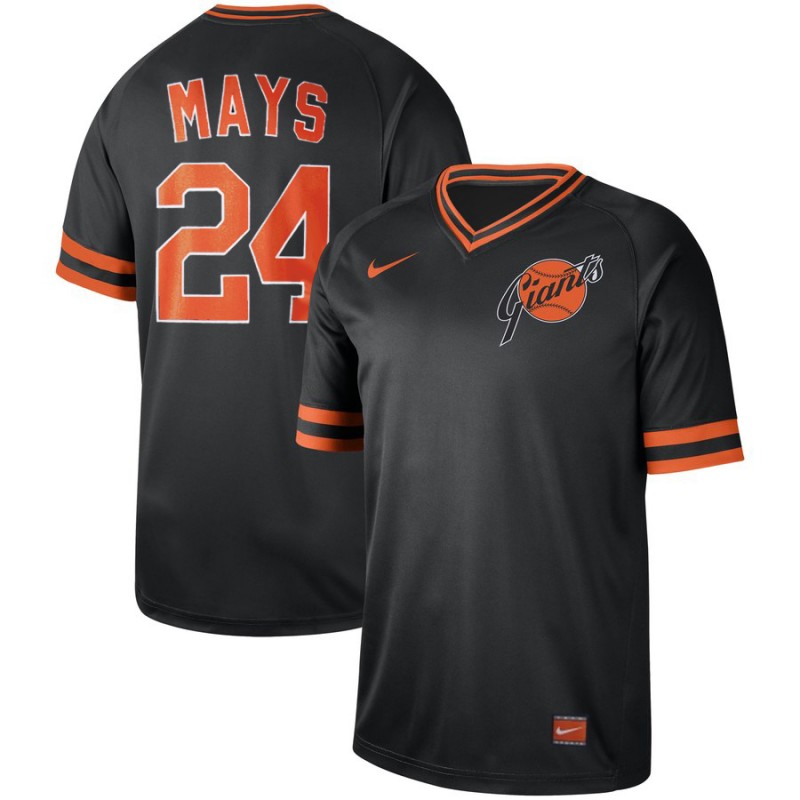 Personalized Giants 24 Willie Mays Black Throwback Jersey
