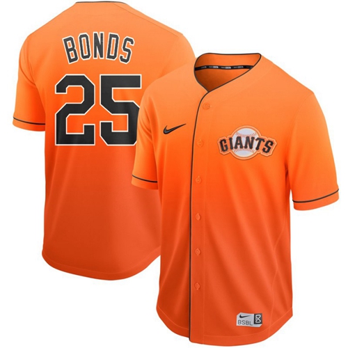 Personalized Giants #25 Barry Bonds Orange Fade Authentic Stitched Baseball Jerseys