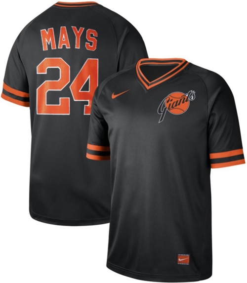 Personalized Giants #24 Willie Mays Black Authentic Cooperstown Collection Stitched Baseball Jerseys