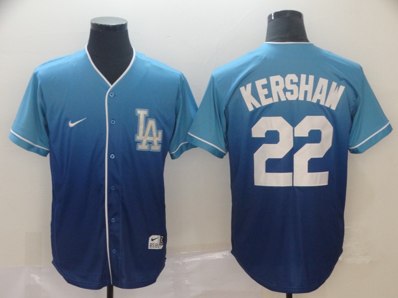 Personalized Dodgers 22 Clayton Kershaw Blue Drift Fashion Jersey