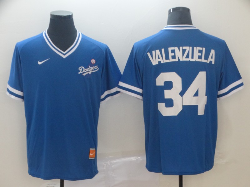 Personalized Dodgers 34 Fernando Valenzuela Blue Throwback Jersey
