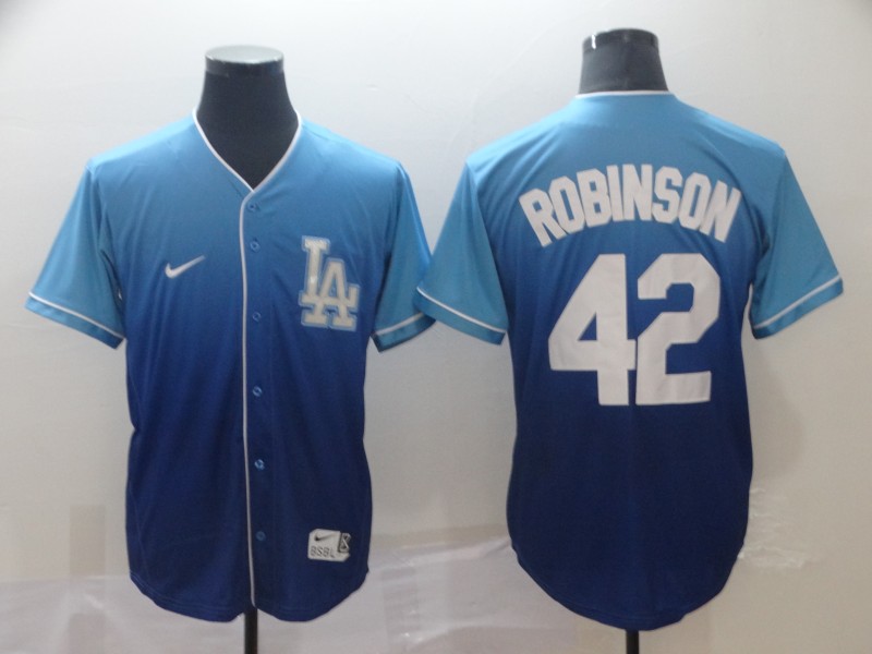 Personalized Dodgers 42 Jackie Robinson Blue Drift Fashion Jersey