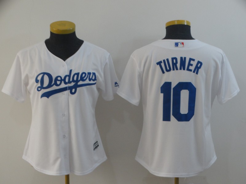 Personalized Dodgers 10 Justin Turner White Women Cool Base Jersey
