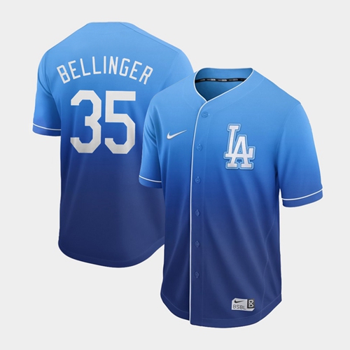 Personalized Dodgers #35 Cody Bellinger Royal Fade Authentic Stitched Baseball Jersey