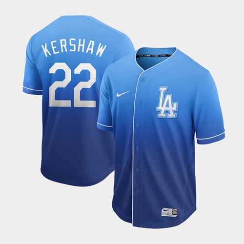Personalized Dodgers #22 Clayton Kershaw Royal Fade Authentic Stitched Baseball Jersey