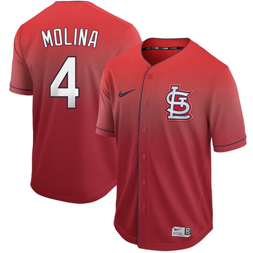 Personalized Cardinals #4 Yadier Molina Red Fade Authentic Stitched Baseball Jersey
