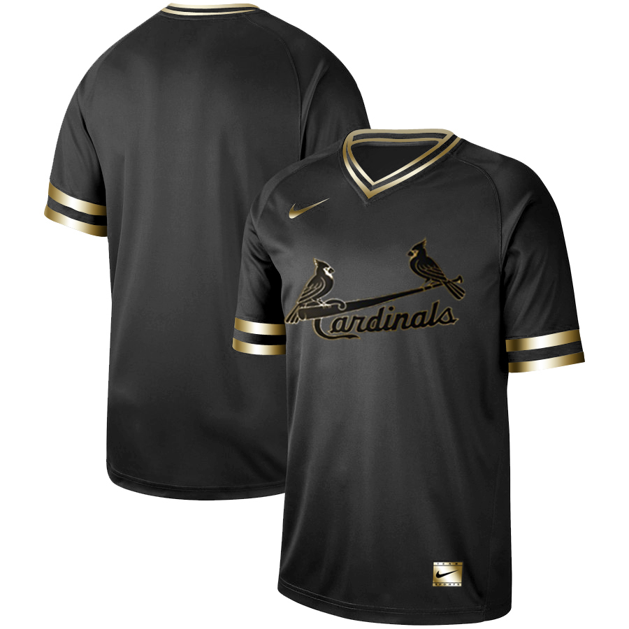 Personalized Cardinals Blank Black Gold Cooperstown Collection Legend V Neck Jersey