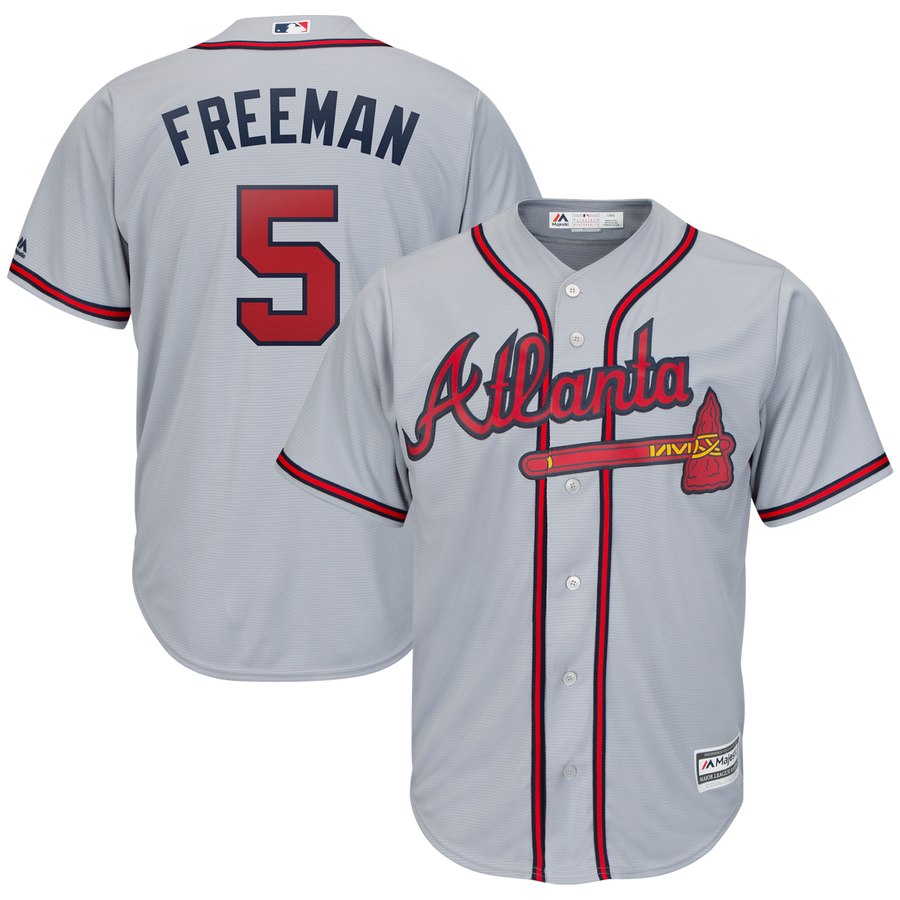 Personalized Braves 5 Freddie Freeman Gray Cool Base Jersey