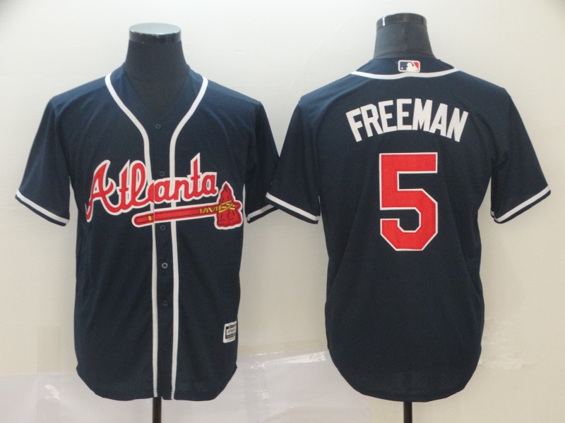 Personalized Braves 5 Freddie Freeman Navy Cool Base Jersey
